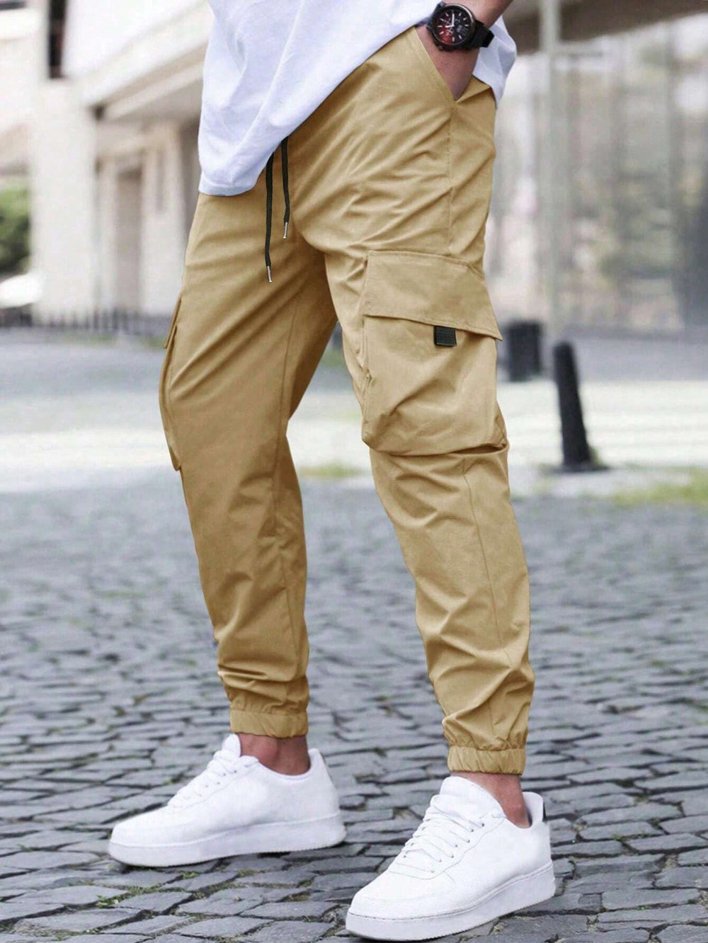 James | Men's Cuffed Hem Multi-Pocket Cargo Trousers-The Yellow Prime