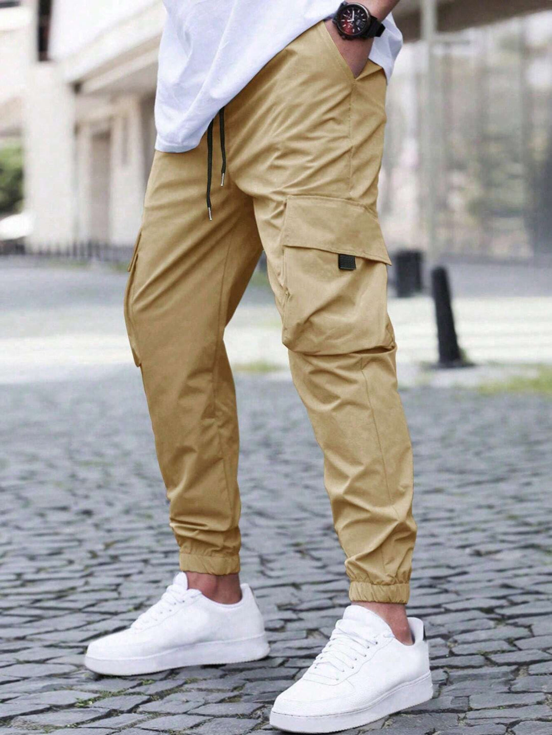 James | Men's Cuffed Hem Multi-Pocket Cargo Trousers-The Yellow Prime