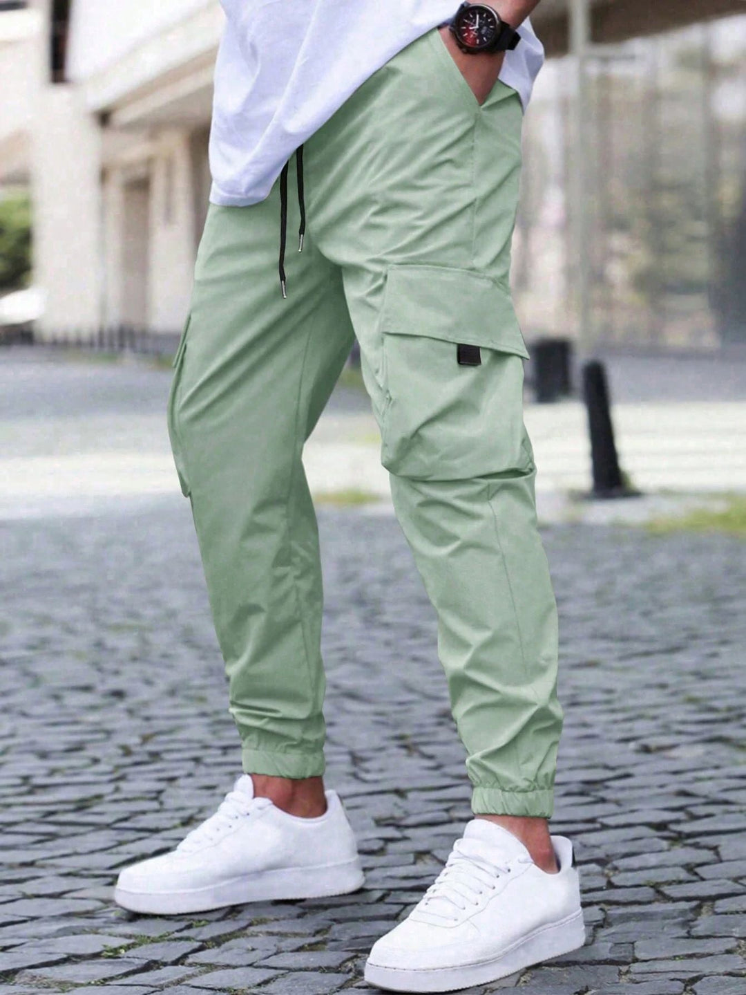 James | Men's Cuffed Hem Multi-Pocket Cargo Trousers-The Yellow Prime