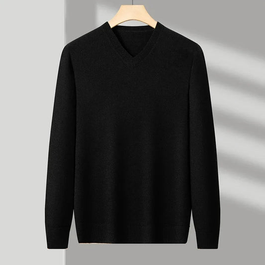James | Men's Wool V-Neck Sweater-The Yellow Prime