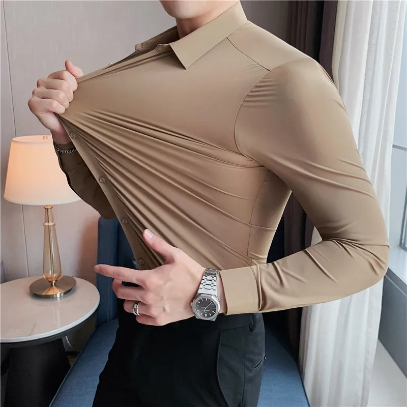 James | Slim Fit Men's Dress Shirt for Formal Occasions-The Yellow Prime