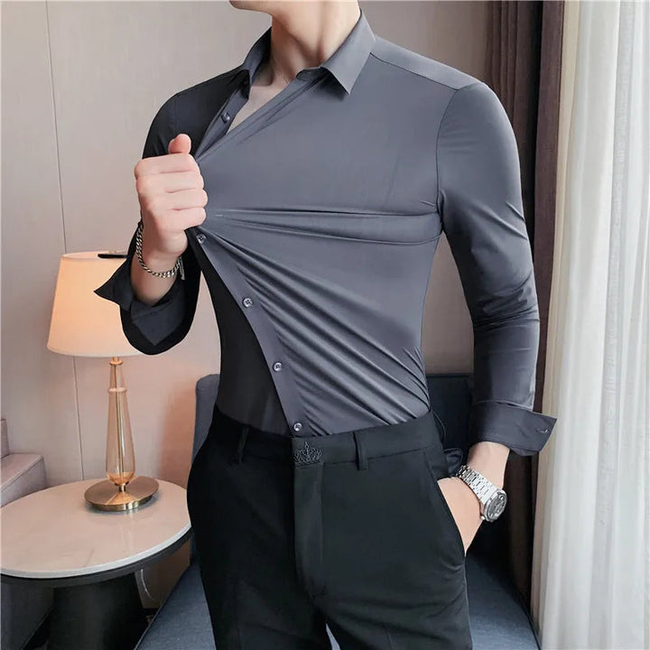 James | Slim Fit Men's Dress Shirt for Formal Occasions-The Yellow Prime