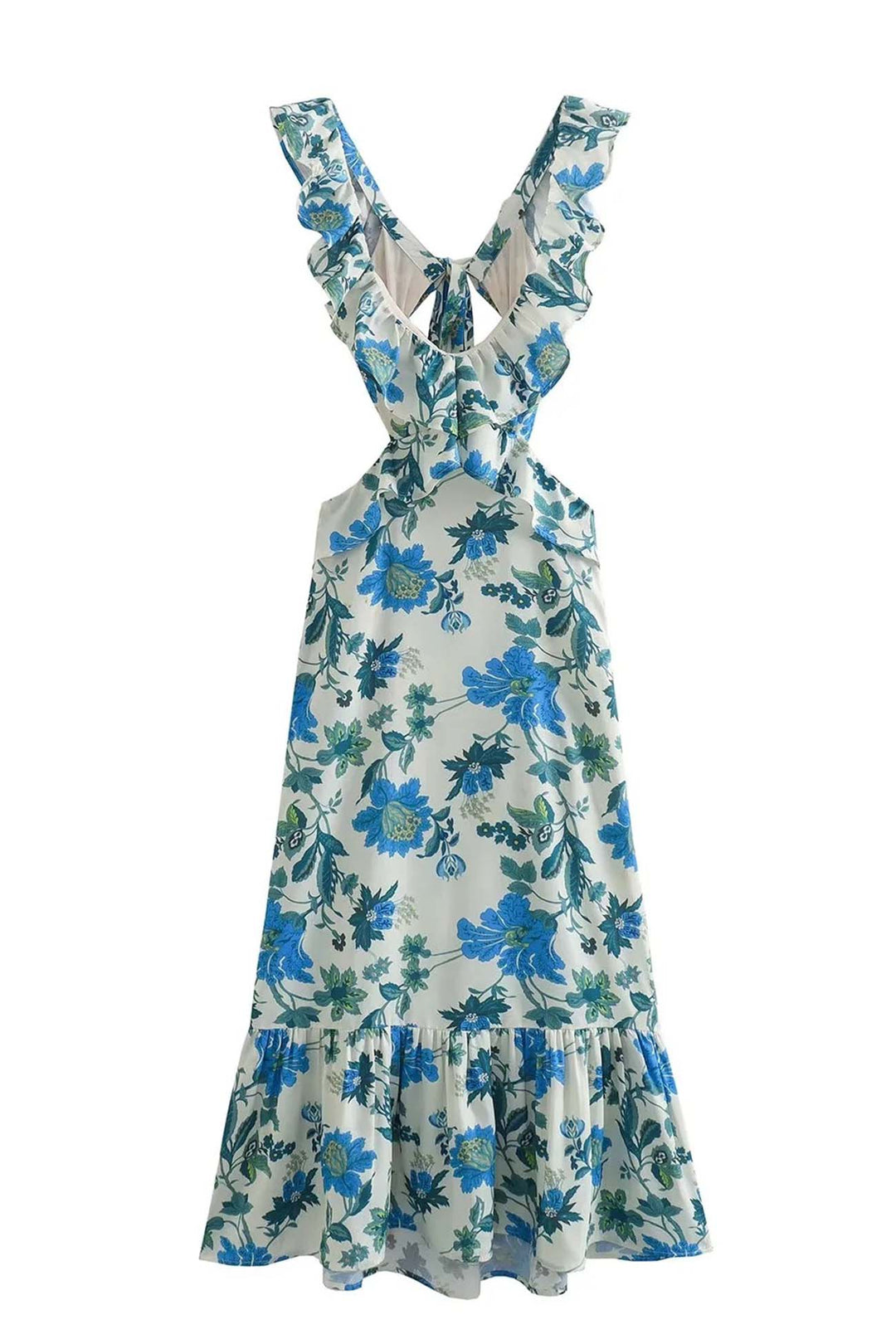 Jamie | Women's Elegant Ruffle Floral Maxi Dress-The Yellow Prime