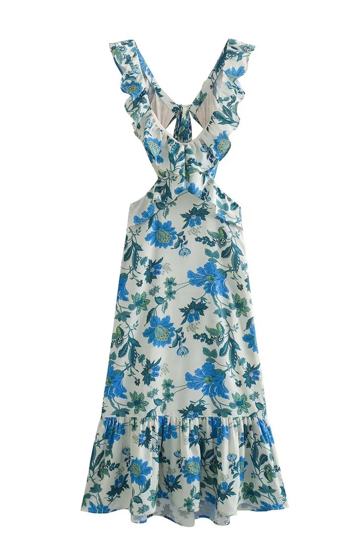 Jamie | Women's Elegant Ruffle Floral Maxi Dress-The Yellow Prime
