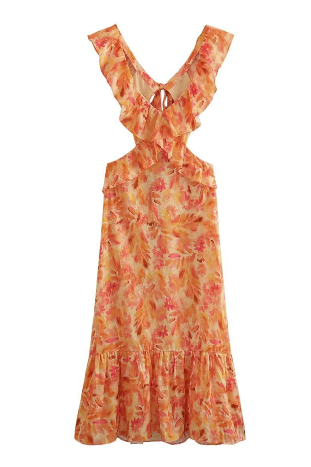 Jamie | Women's Elegant Ruffle Floral Maxi Dress-The Yellow Prime