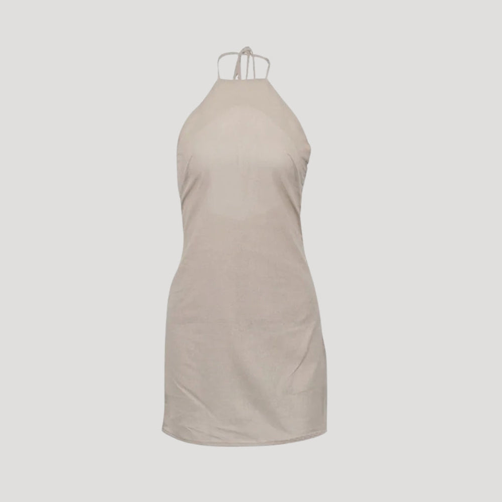 Jane | Women's Lightweight Halterneck Mini Beach Dress-The Yellow Prime