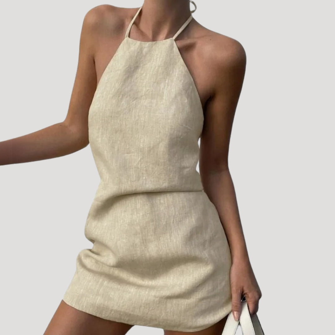 Jane | Women's Lightweight Halterneck Mini Beach Dress-The Yellow Prime