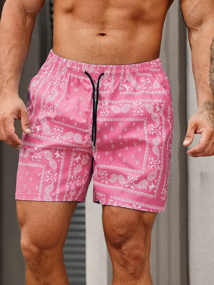 Janis | Men's Summer Bandana Print Shorts-The Yellow Prime