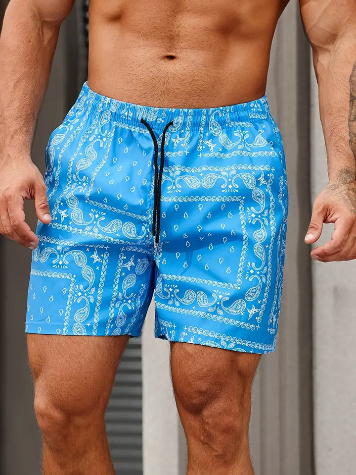 Janis | Men's Summer Bandana Print Shorts-The Yellow Prime
