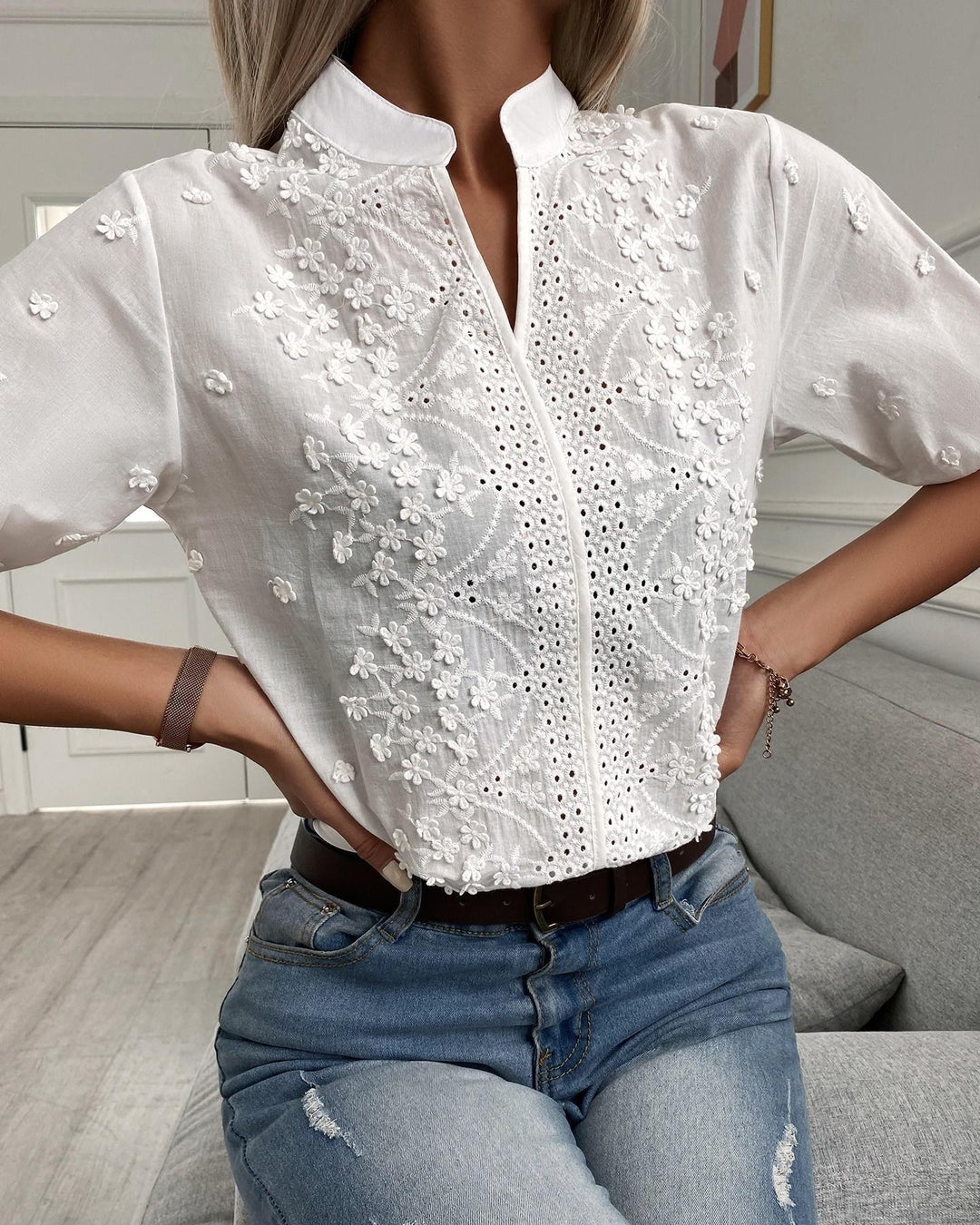 Jenna | Women's Floral Print Blouse-The Yellow Prime