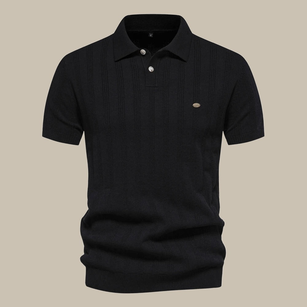 John | Men's Breathable Knit Short Sleeve Polo Shirt-The Yellow Prime