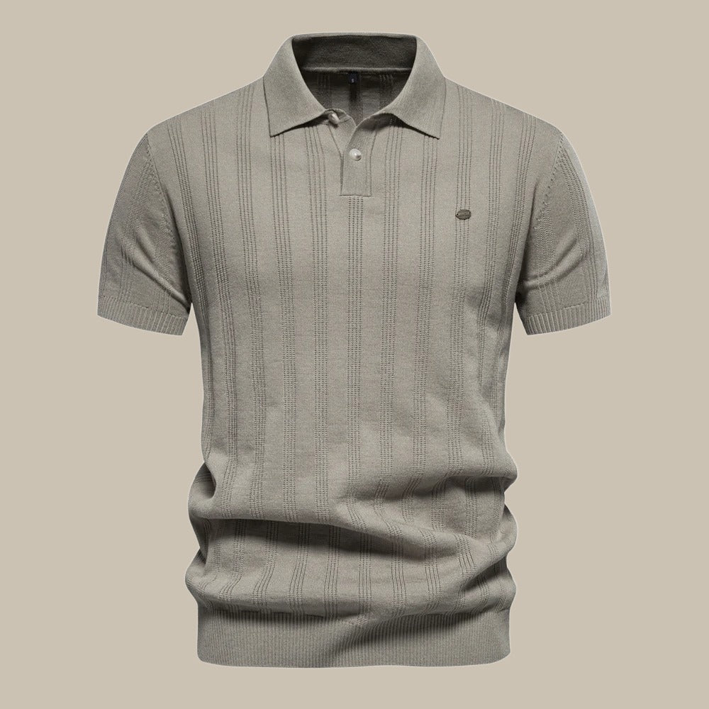 John | Men's Breathable Knit Short Sleeve Polo Shirt-The Yellow Prime