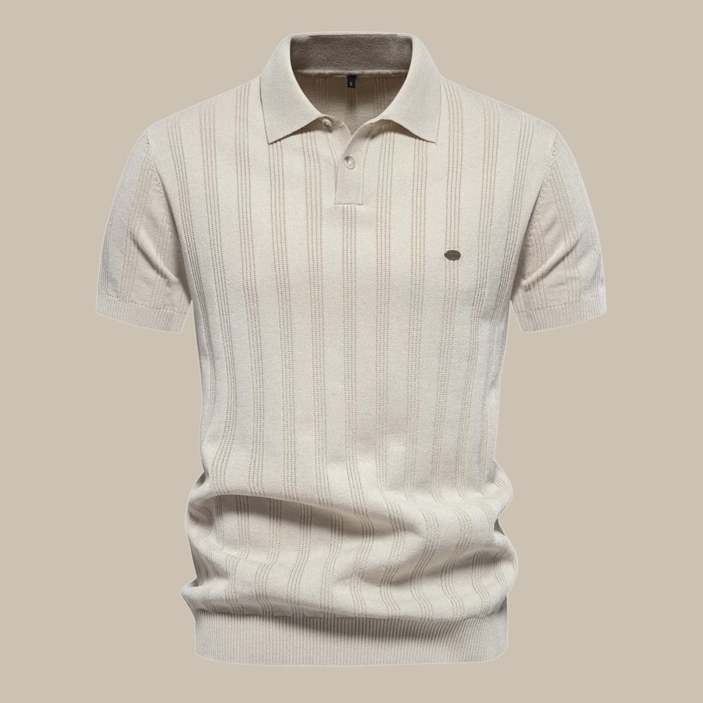 John | Men's Breathable Knit Short Sleeve Polo Shirt-The Yellow Prime