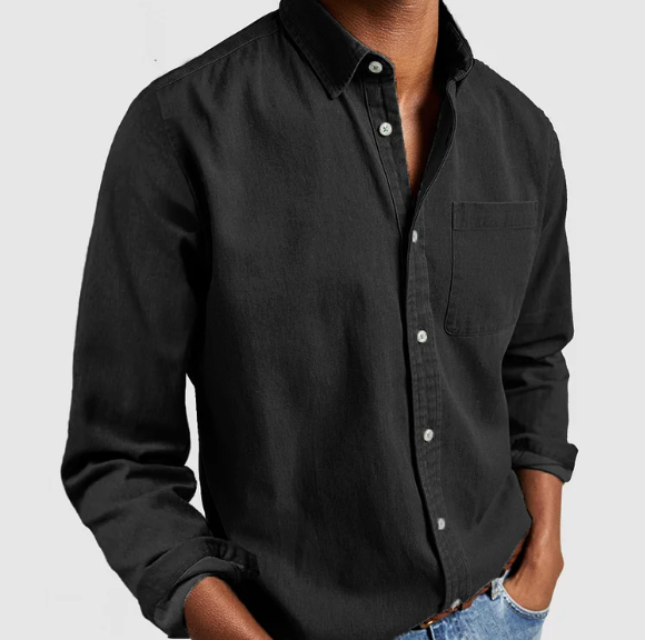 John | Men's Denim Blend Button-Up Shirt-The Yellow Prime