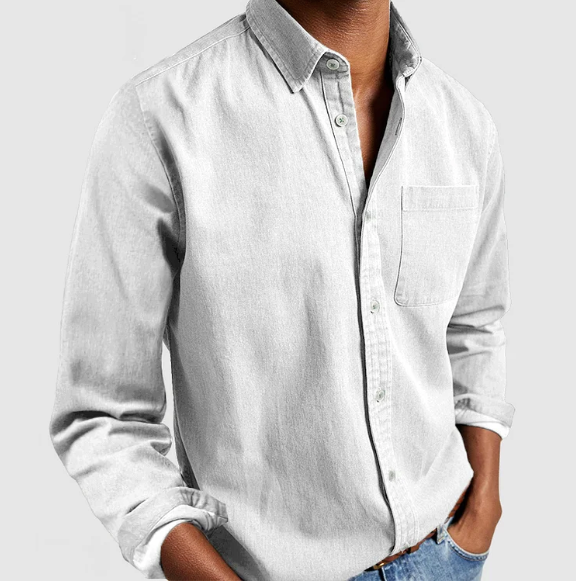 John | Men's Denim Blend Button-Up Shirt-The Yellow Prime
