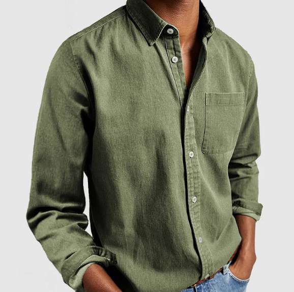 John | Men's Denim Blend Button-Up Shirt-The Yellow Prime