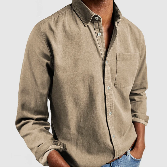 John | Men's Denim Blend Button-Up Shirt-The Yellow Prime