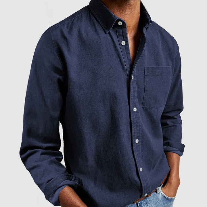 John | Men's Denim Blend Button-Up Shirt-The Yellow Prime