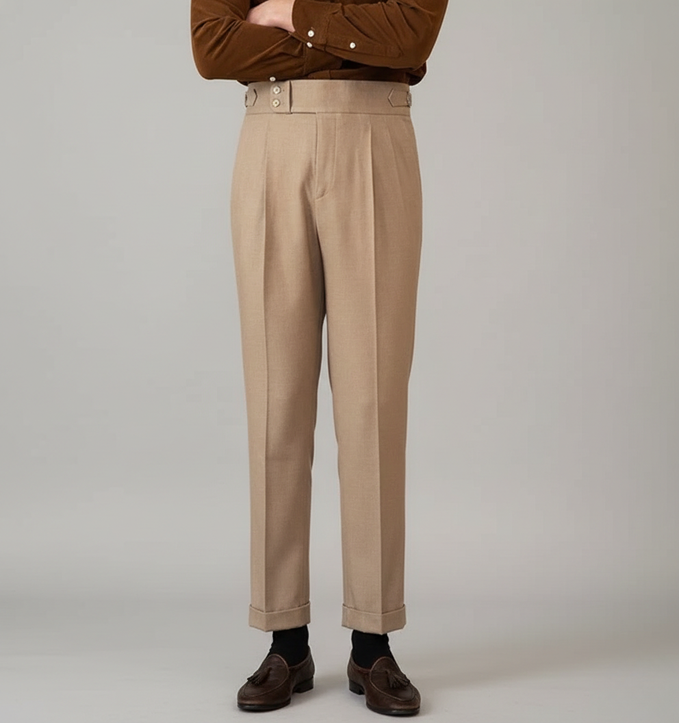 Jonathan | Men's Tailored Cropped Straight Leg Trousers-The Yellow Prime