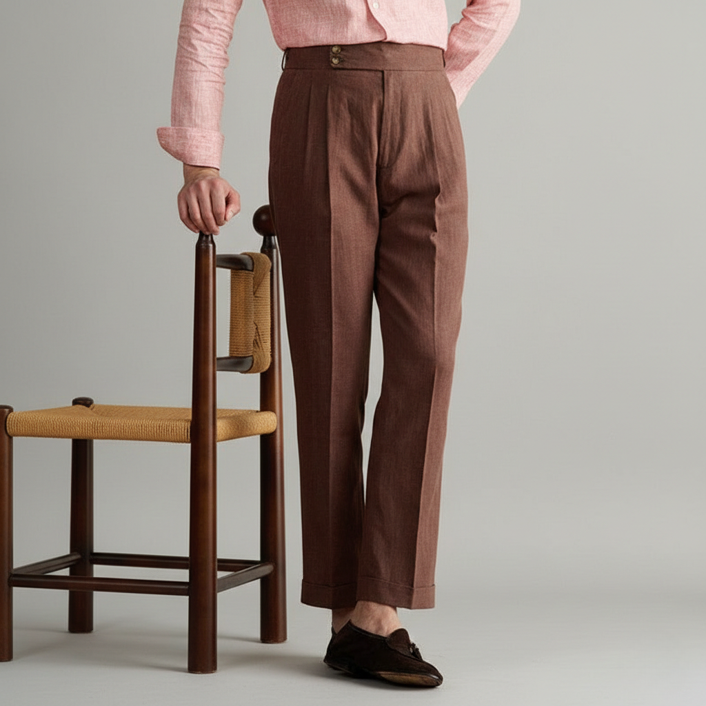 Jonathan | Men's Tailored Cropped Straight Leg Trousers-The Yellow Prime