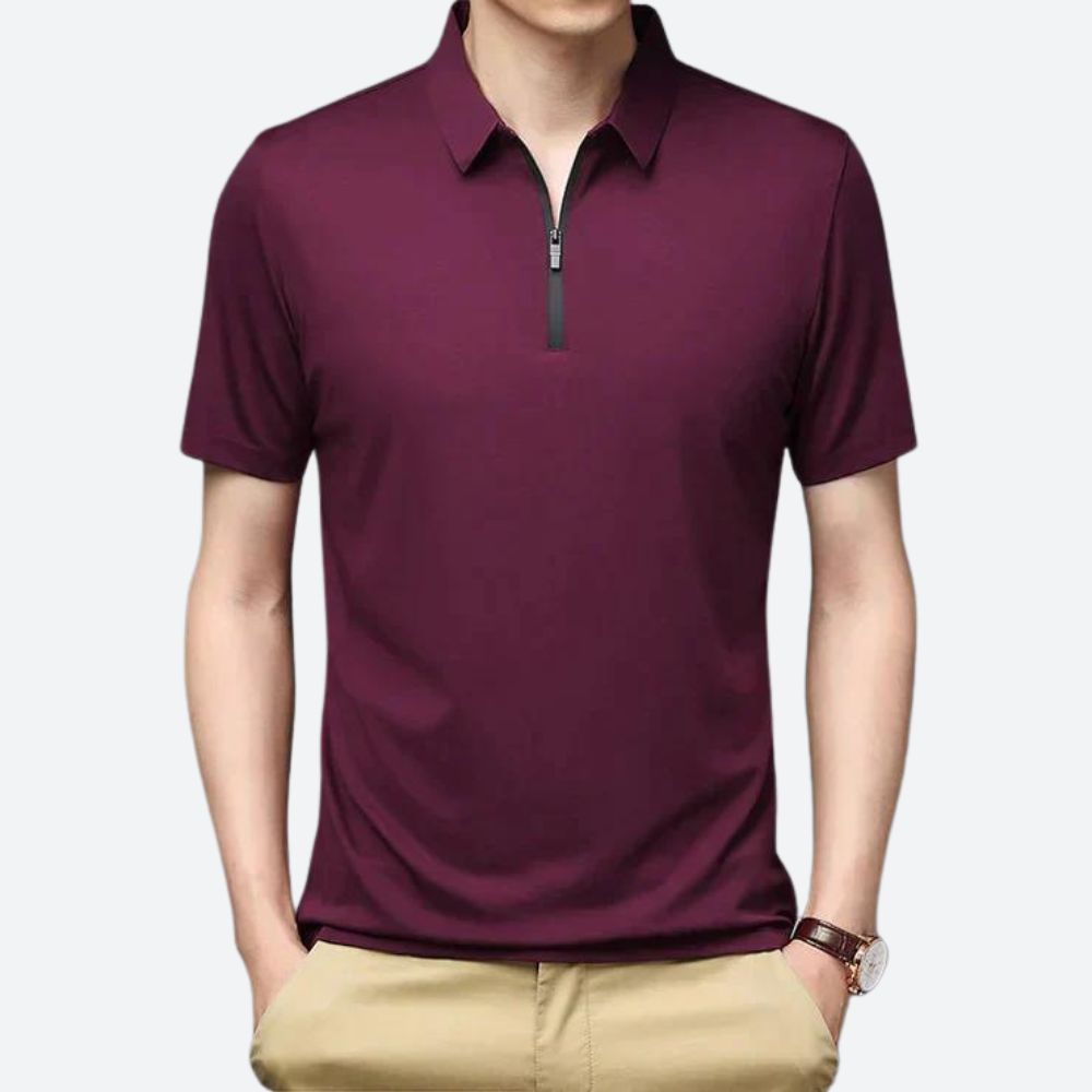 Justin | Men's Stylish Silk Polo Shirt-The Yellow Prime