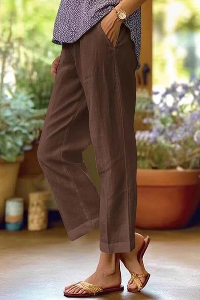 Katherine | Women's Straight Leg Casual Pants with Pockets-The Yellow Prime