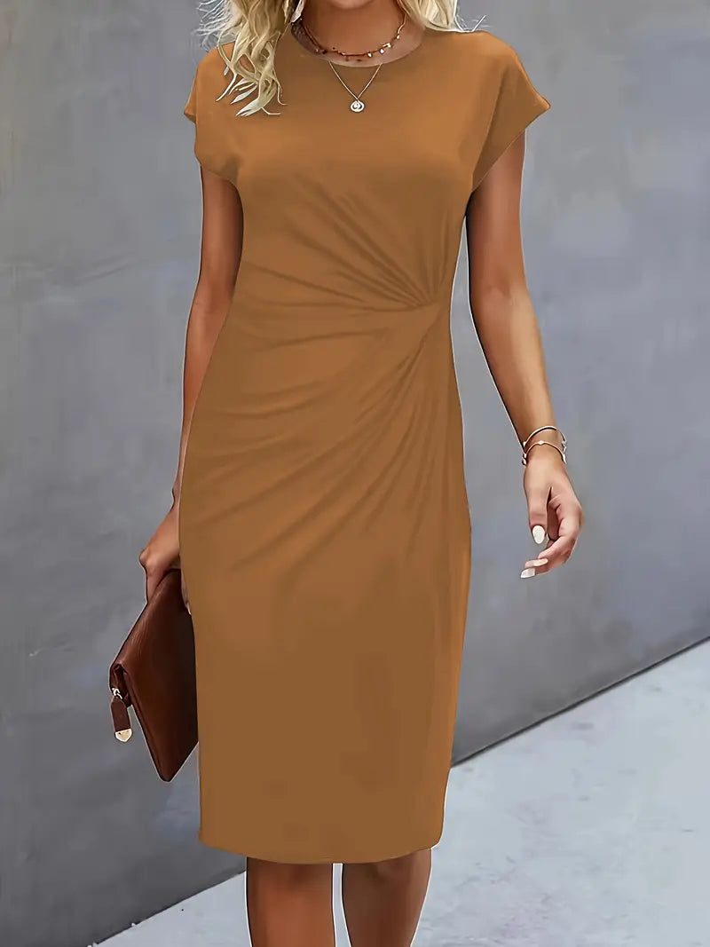 Katie | Women's Short Sleeve Bodycon Midi Dress-The Yellow Prime