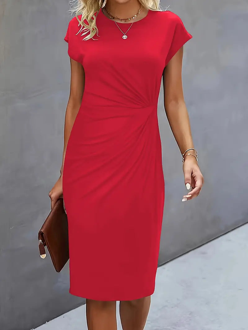 Katie | Women's Short Sleeve Bodycon Midi Dress-The Yellow Prime