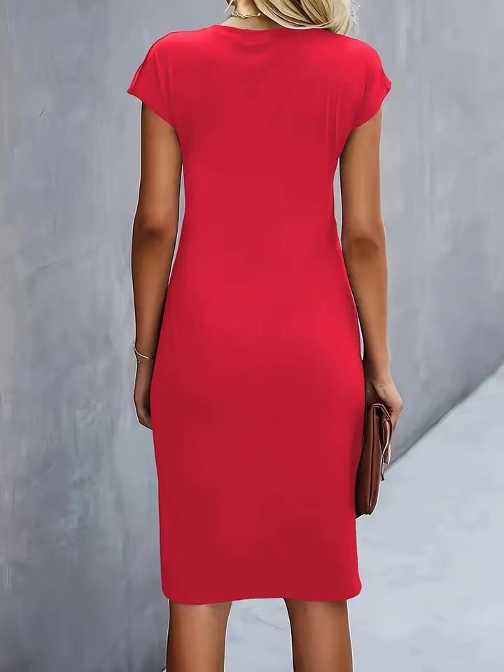 Katie | Women's Short Sleeve Bodycon Midi Dress-The Yellow Prime