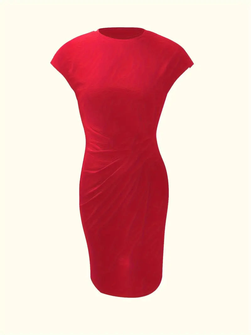 Katie | Women's Short Sleeve Bodycon Midi Dress-The Yellow Prime