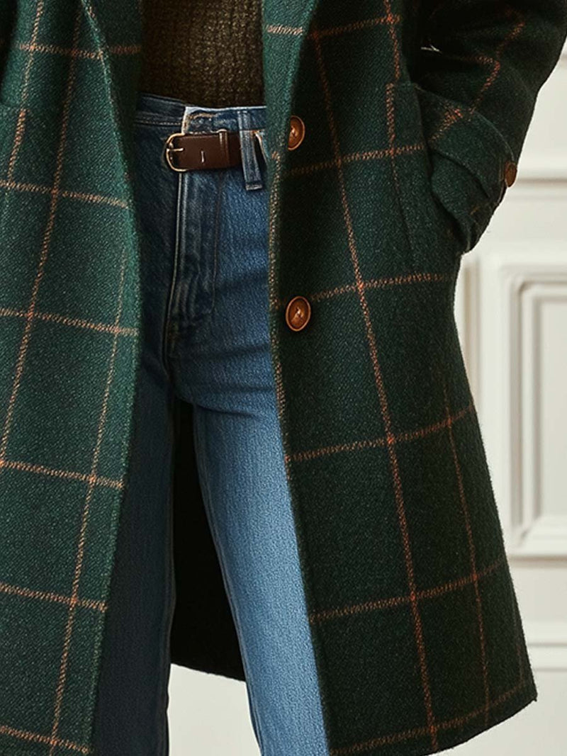 Kayla | Women's Retro Plaid Tweed Coat-The Yellow Prime