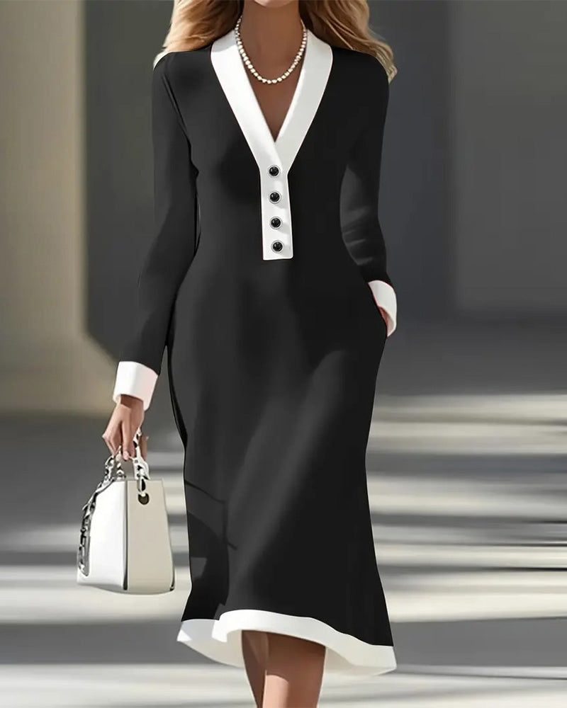 Kaylin | Women's Stylish Long-Sleeve Dress-The Yellow Prime