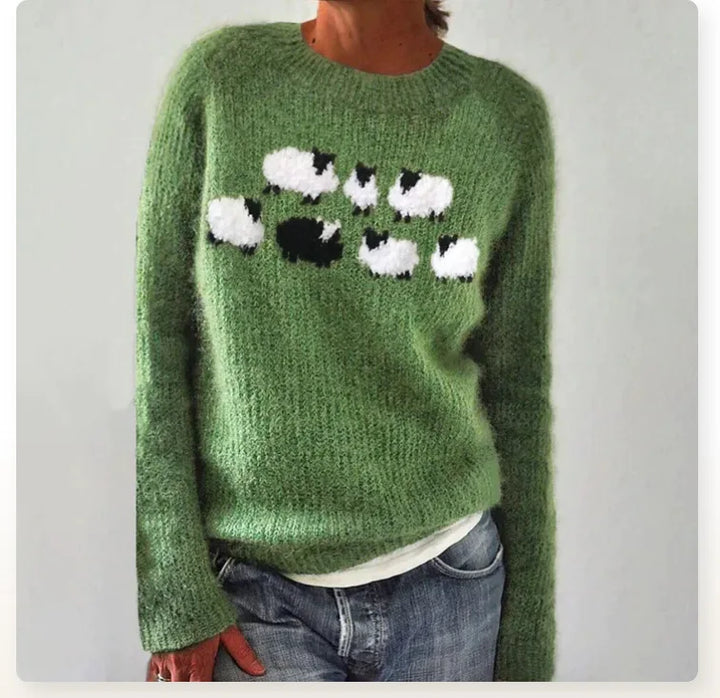 Women's Colorful Scandinavian Patterned Knitted Sweater