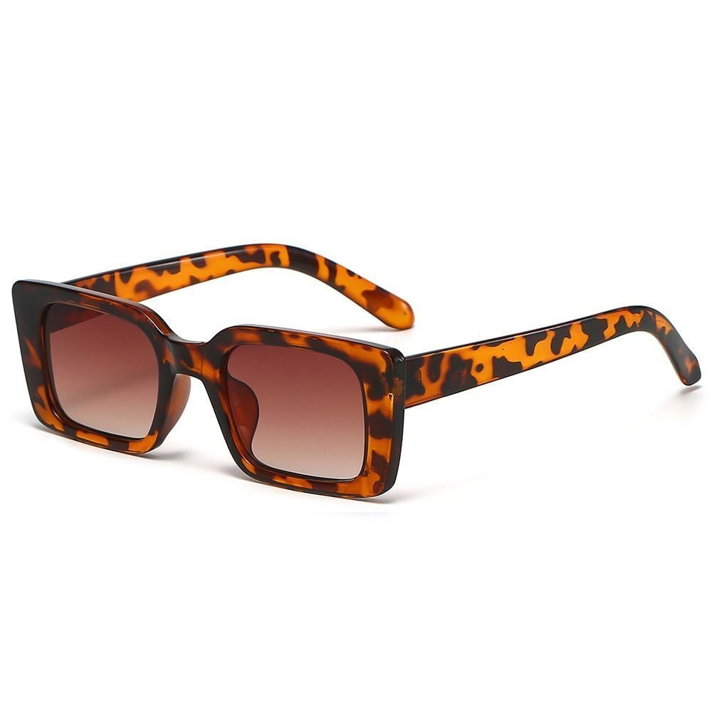 Women's Retro Rectangular Sunglasses with Leopard Pattern for Summer-The Yellow Prime
