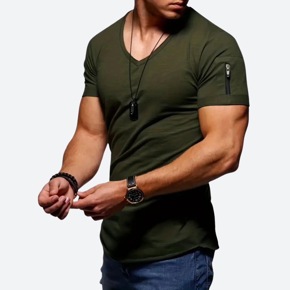 Levie | Men's Stylish V-Neck T-Shirt-The Yellow Prime
