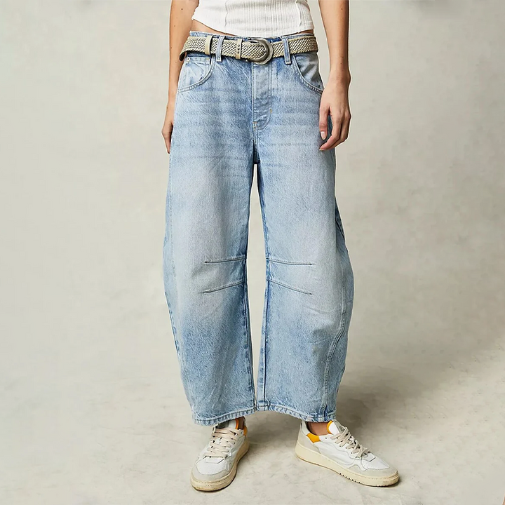 Women's Trendy Wide-Leg Denim Trousers-The Yellow Prime