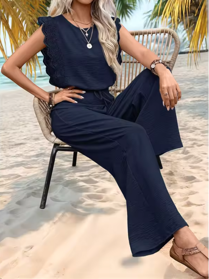 Women's Lace-Trim Sleeveless Jumpsuit-The Yellow Prime