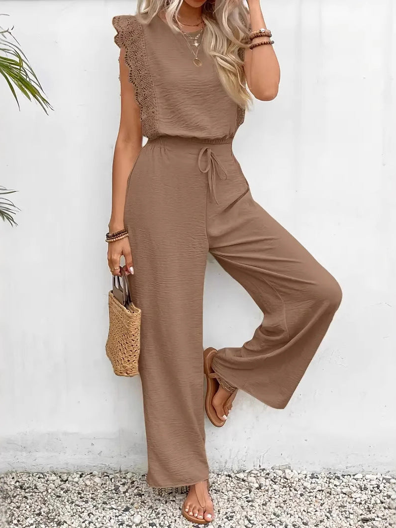 Women's Lace-Trim Sleeveless Jumpsuit-The Yellow Prime