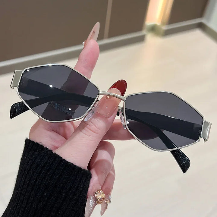 Women's Lightweight Polygonal Sunglasses with Metallic Frame-The Yellow Prime