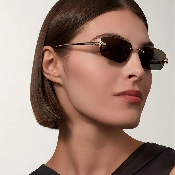 Women's Lightweight Frameless Polygonal Sunglasses for Summer Outings-The Yellow Prime