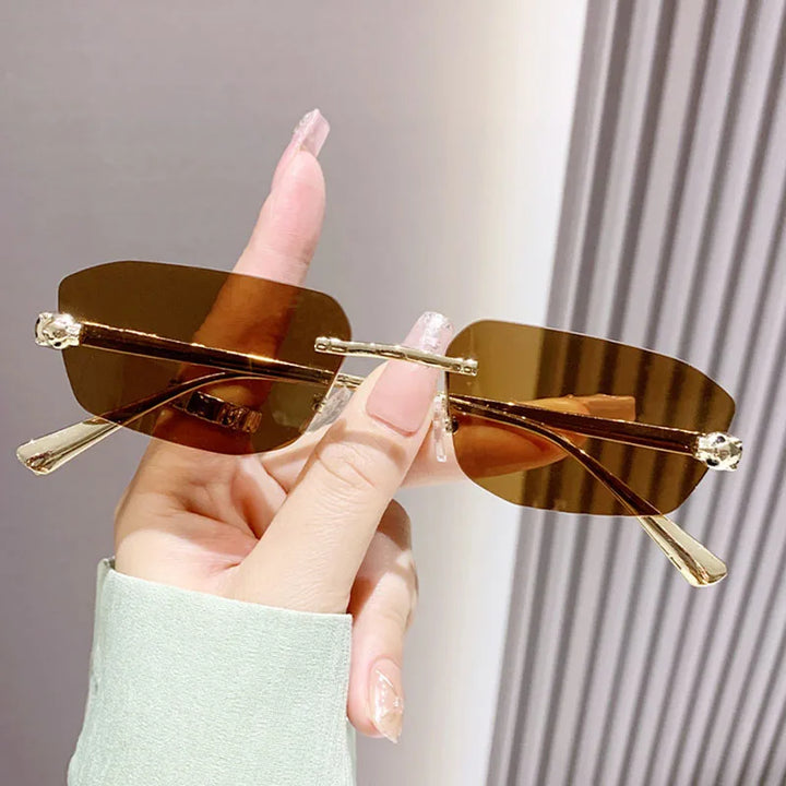Women's Lightweight Frameless Polygonal Sunglasses for Summer Outings-The Yellow Prime