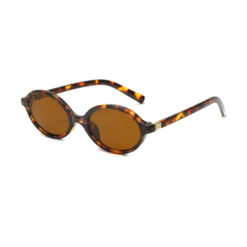 Women's Lightweight Oval Sunglasses – Leopard Print, UV Protection-The Yellow Prime
