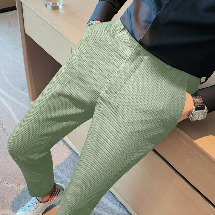 Adrian | Slim Fit Textured Men's Dress Pants-The Yellow Prime