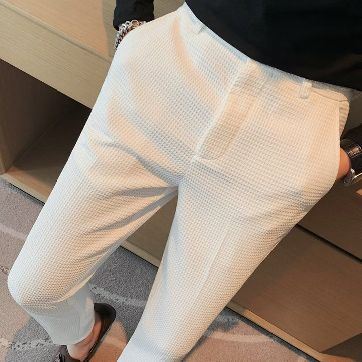 Adrian | Slim Fit Textured Men's Dress Pants-The Yellow Prime