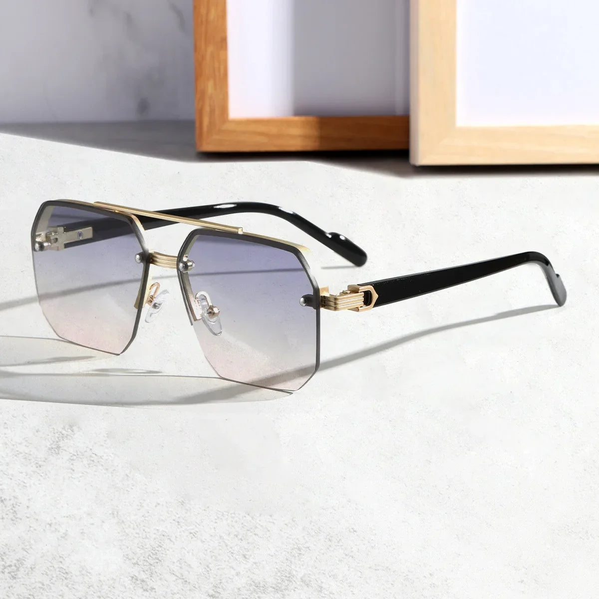 Lightweight Men's Geometric Sunglasses - Minimalist Plastic Design-The Yellow Prime