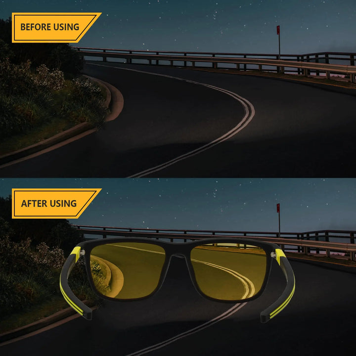 Lightweight Polarized Square Frame Sunglasses for Night Vision Driving-The Yellow Prime