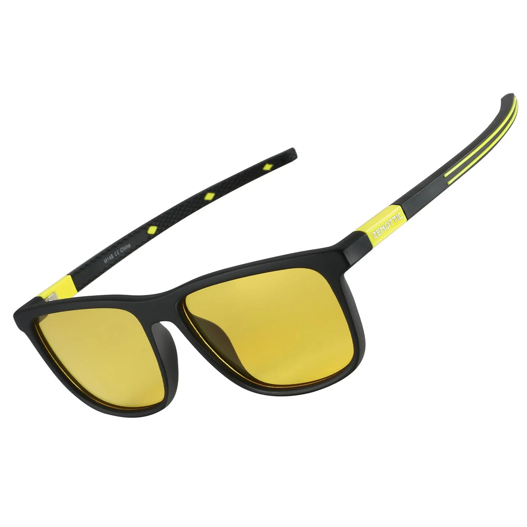 Lightweight Polarized Square Frame Sunglasses for Night Vision Driving-The Yellow Prime
