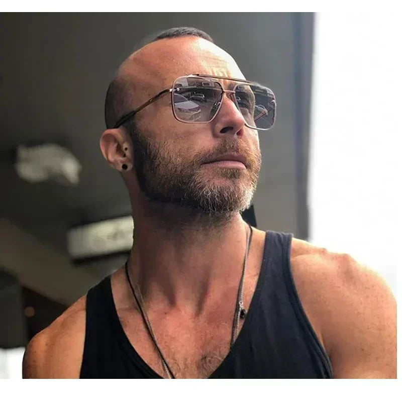 Lightweight Square Aviator Sunglasses for Men – UV400 Protection-The Yellow Prime