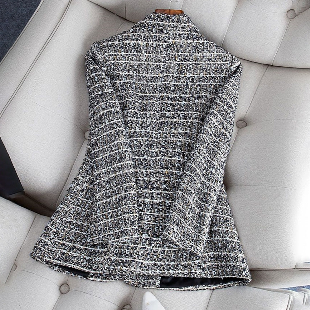 Women's Lightweight Tailored Blazer - Fitted Check Pattern, Breathable Fabric-The Yellow Prime