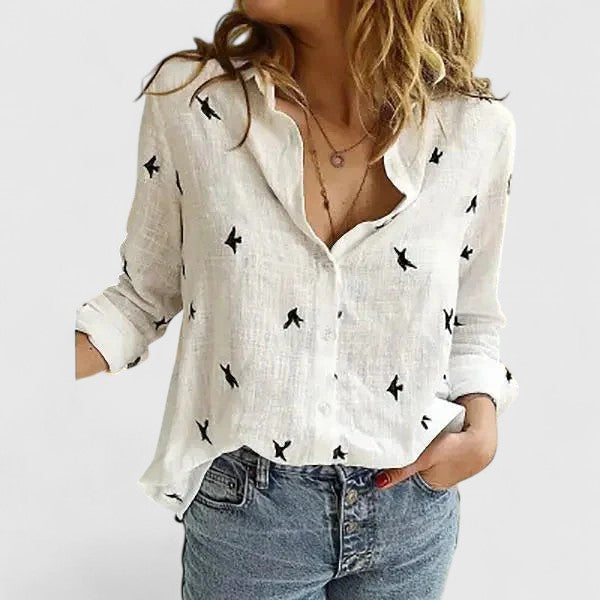 Lily | Women's Casual V-Neck Button Blouse-The Yellow Prime